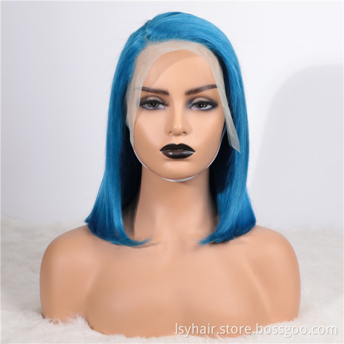 13x4 Short Bob Lace Front Human Hair Wigs Colored Virgin Hair Wigs Pre Plucked 613 Blonde Red Pink Blue Orange Yellow Hair Wigs